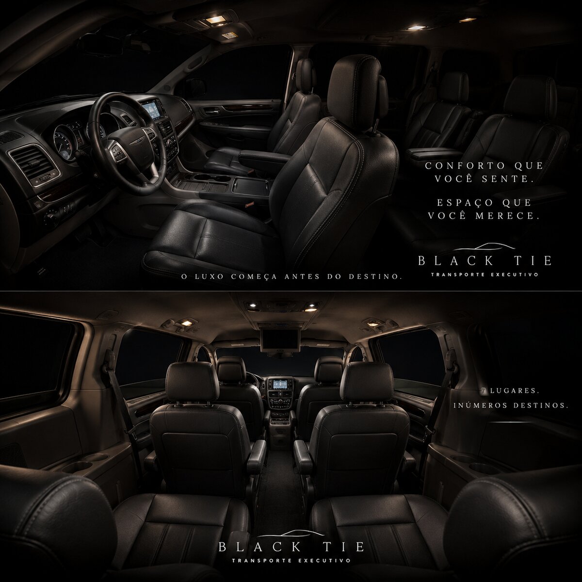 Interior da Chrysler Town & Country - bancos em couro para 7 lugares